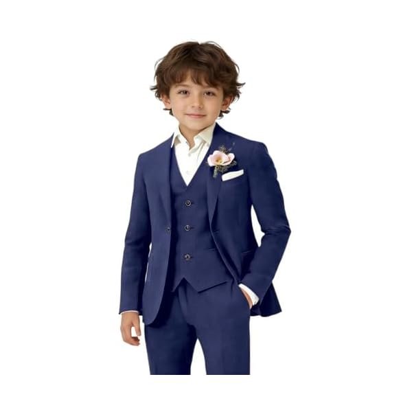 Kids Suits for Boys Casual Lightweight Beach Wdding Outfit Boys 3 Piece Linen Jacket Vest Pants Suit