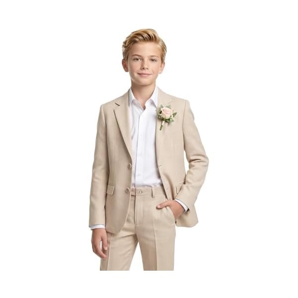 Boys' Slim Fit Suit 3 Pieces:Jacket, Pants, Shirt,Summer Suit Set for Teens Boys Wedding Beach
